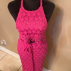 Boutique Europa pink 2 piece top and skirt